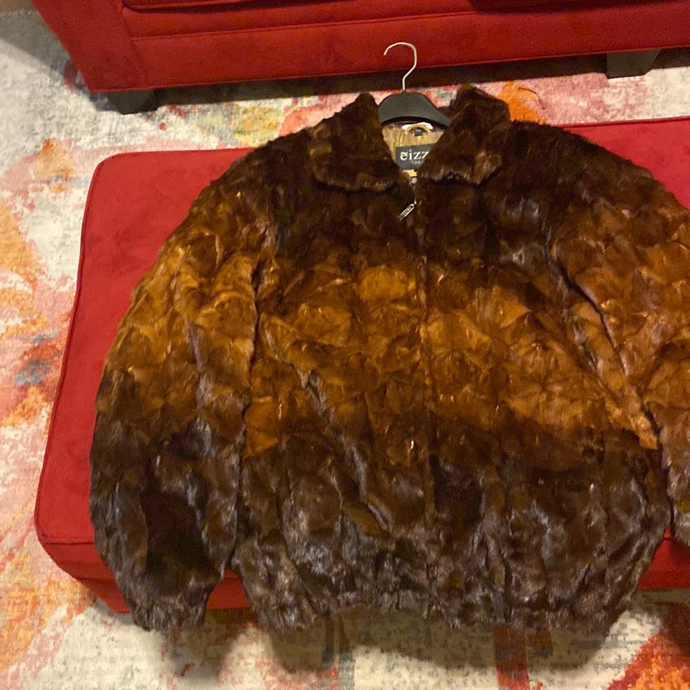 Mens two tone mink bomber